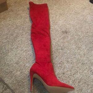 Steve Madden Red Suede Over Knee Boot 8.5